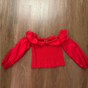Elegant Maje Never-Worn Red Off-Shoulder Women's Top
